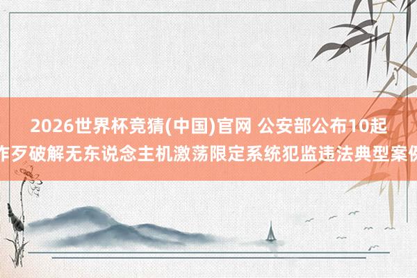 2026世界杯竞猜(中国)官网 公安部公布10起作歹破解无东说念主机激荡限定系统犯监违法典型案例
