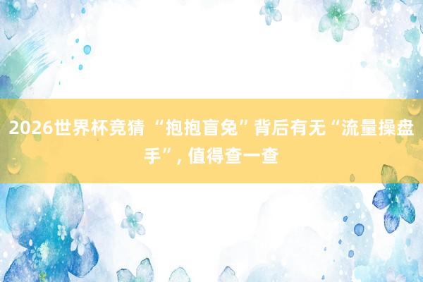 2026世界杯竞猜 “抱抱盲兔”背后有无“流量操盘手”， 值得查一查