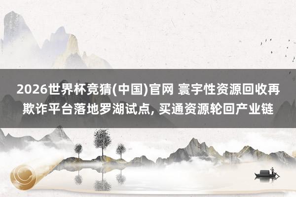 2026世界杯竞猜(中国)官网 寰宇性资源回收再欺诈平台落地罗湖试点， 买通资源轮回产业链