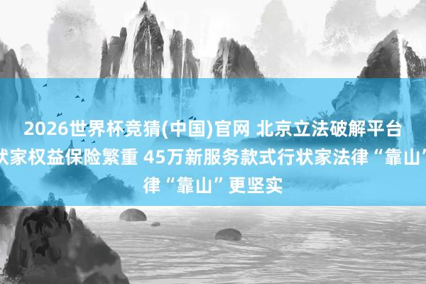 2026世界杯竞猜(中国)官网 北京立法破解平台用工行状家权益保险繁重 45万新服务款式行状家法律“靠山”更坚实