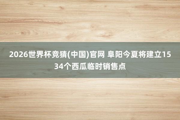 2026世界杯竞猜(中国)官网 阜阳今夏将建立1534个西瓜临时销售点