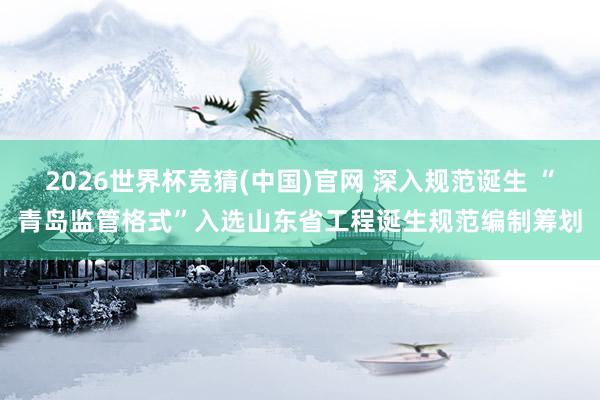 2026世界杯竞猜(中国)官网 深入规范诞生 “青岛监管格式”入选山东省工程诞生规范编制筹划