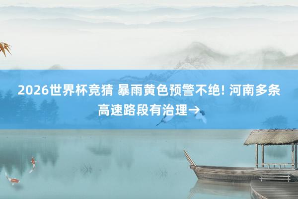 2026世界杯竞猜 暴雨黄色预警不绝! 河南多条高速路段有治理→