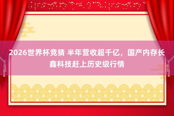 2026世界杯竞猜 半年营收超千亿，国产内存长鑫科技赶上历史级行情