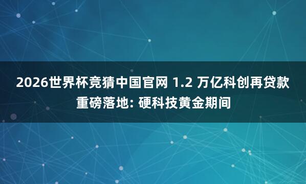 2026世界杯竞猜中国官网 1.2 万亿科创再贷款重磅落地: 硬科技黄金期间