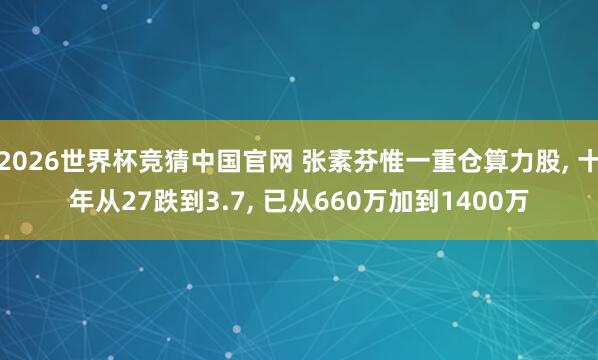 2026世界杯竞猜中国官网 张素芬惟一重仓算力股， 十年从27跌到3.7， 已从660万加到1400万