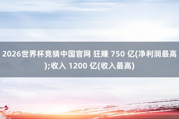 2026世界杯竞猜中国官网 狂赚 750 亿(净利润最高);收入 1200 亿(收入最高)