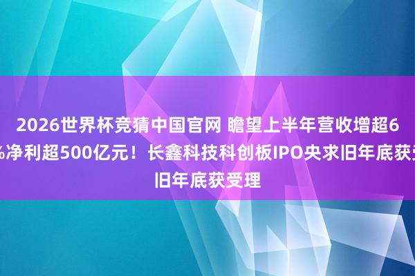 2026世界杯竞猜中国官网 瞻望上半年营收增超600%净利超500亿元！长鑫科技科创板IPO央求旧年底获受理