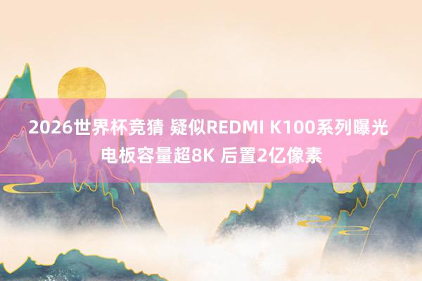 2026世界杯竞猜 疑似REDMI K100系列曝光 电板容量超8K 后置2亿像素