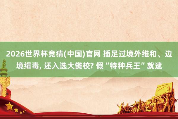 2026世界杯竞猜(中国)官网 插足过境外维和、边境缉毒， 还入选大雠校? 假“特种兵王”就逮