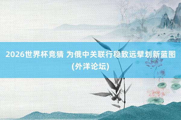 2026世界杯竞猜 为俄中关联行稳致远擘划新蓝图(外洋论坛)