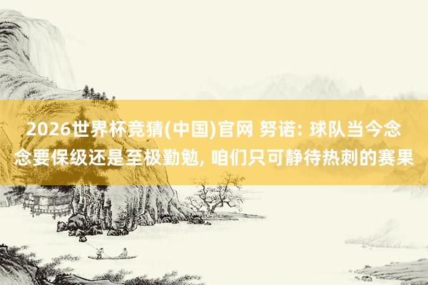 2026世界杯竞猜(中国)官网 努诺: 球队当今念念要保级还是至极勤勉， 咱们只可静待热刺的赛果