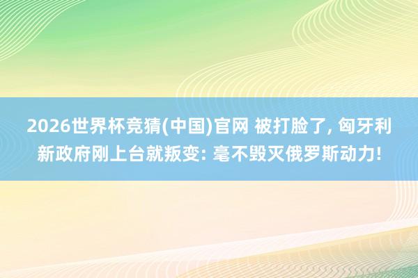 2026世界杯竞猜(中国)官网 被打脸了， 匈牙利新政府刚上台就叛变: 毫不毁灭俄罗斯动力!