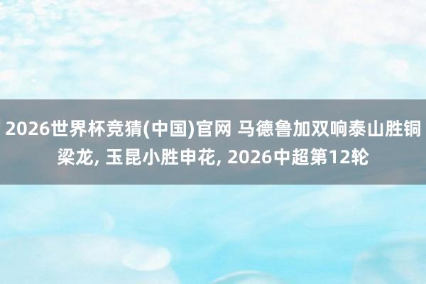 2026世界杯竞猜(中国)官网 马德鲁加双响泰山胜铜梁龙， 玉昆小胜申花， 2026中超第12轮