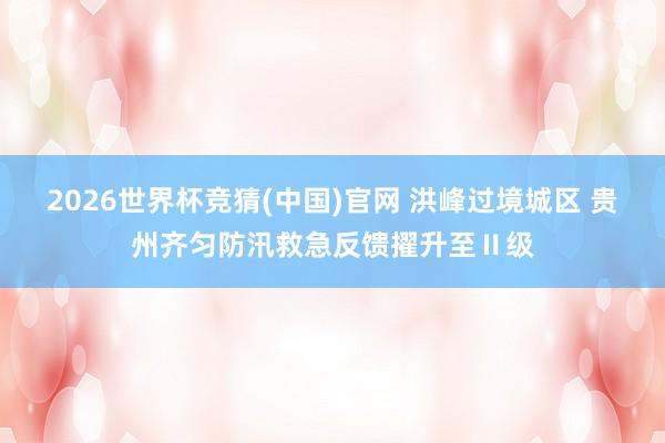 2026世界杯竞猜(中国)官网 洪峰过境城区 贵州齐匀防汛救急反馈擢升至Ⅱ级