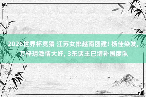 2026世界杯竞猜 江苏女排越南团建! 杨佳染发， 万梓玥激情大好， 3东谈主已增补国度队