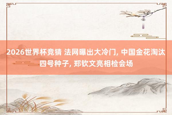 2026世界杯竞猜 法网曝出大冷门， 中国金花淘汰四号种子， 郑钦文亮相检会场