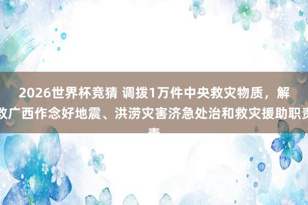 2026世界杯竞猜 调拨1万件中央救灾物质，解救广西作念好地震、洪涝灾害济急处治和救灾援助职责