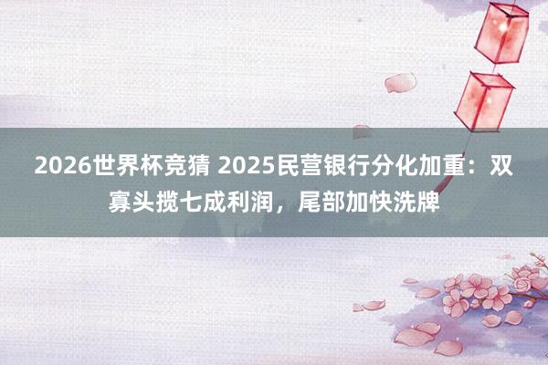 2026世界杯竞猜 2025民营银行分化加重：双寡头揽七成利润，尾部加快洗牌