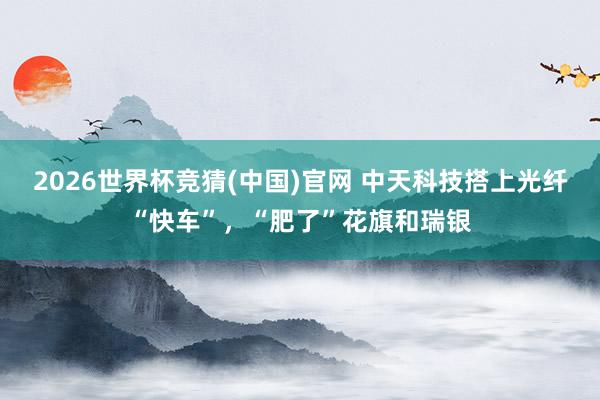 2026世界杯竞猜(中国)官网 中天科技搭上光纤“快车”，“肥了”花旗和瑞银