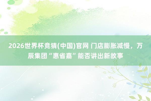 2026世界杯竞猜(中国)官网 门店膨胀减慢，万辰集团“惠省嘉”能否讲出新故事