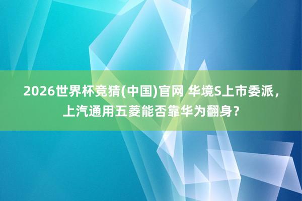 2026世界杯竞猜(中国)官网 华境S上市委派，上汽通用五菱能否靠华为翻身？