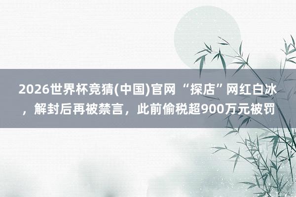 2026世界杯竞猜(中国)官网 “探店”网红白冰，解封后再被禁言，此前偷税超900万元被罚