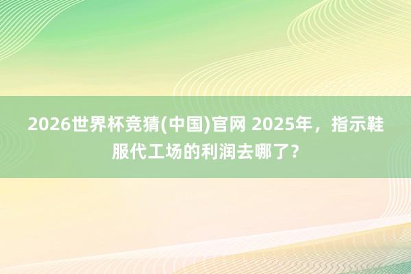 2026世界杯竞猜(中国)官网 2025年，指示鞋服代工场的利润去哪了？