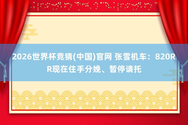 2026世界杯竞猜(中国)官网 张雪机车：820RR现在住手分娩、暂停请托