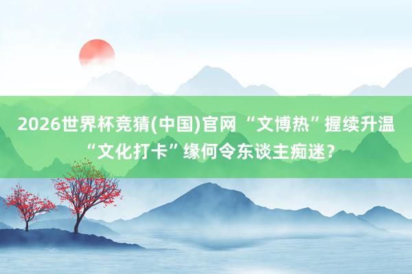 2026世界杯竞猜(中国)官网 “文博热”握续升温 “文化打卡”缘何令东谈主痴迷？