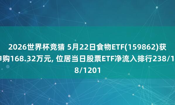 2026世界杯竞猜 5月22日食物ETF(159862)获净申购168.32万元， 位居当日股票ETF净流入排行238/1201