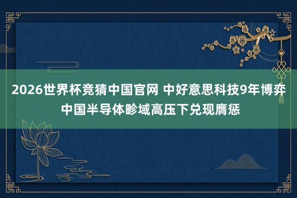 2026世界杯竞猜中国官网 中好意思科技9年博弈 中国半导体畛域高压下兑现膺惩