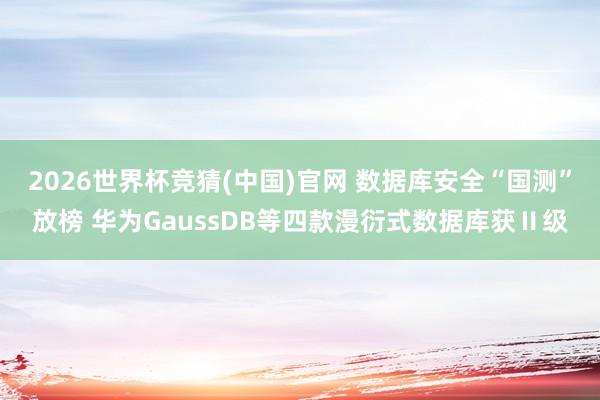 2026世界杯竞猜(中国)官网 数据库安全“国测”放榜 华为GaussDB等四款漫衍式数据库获Ⅱ级