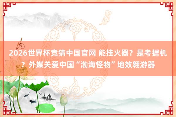 2026世界杯竞猜中国官网 能挂火器？是考据机？外媒关爱中国“渤海怪物”地效翱游器