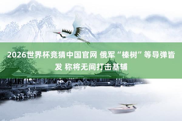 2026世界杯竞猜中国官网 俄军“榛树”等导弹皆发 称将无间打击基辅