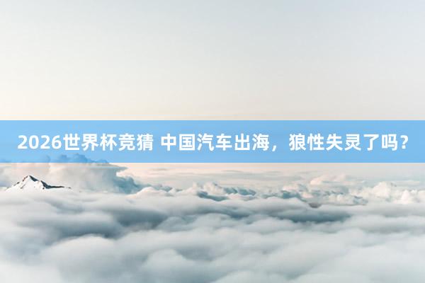 2026世界杯竞猜 中国汽车出海，狼性失灵了吗？