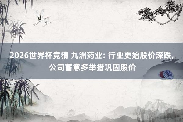 2026世界杯竞猜 九洲药业: 行业更始股价深跌， 公司蓄意多举措巩固股价