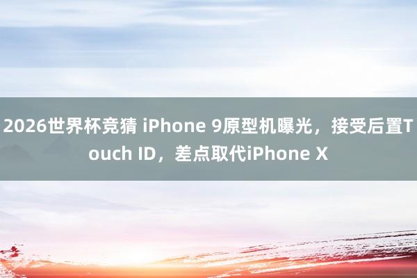 2026世界杯竞猜 iPhone 9原型机曝光，接受后置Touch ID，差点取代iPhone X