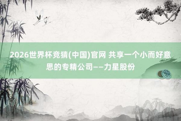 2026世界杯竞猜(中国)官网 共享一个小而好意思的专精公司——力星股份