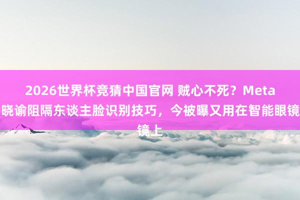 2026世界杯竞猜中国官网 贼心不死?Meta曾晓谕阻隔东谈主脸识别技巧,今被曝又用在智能眼镜上