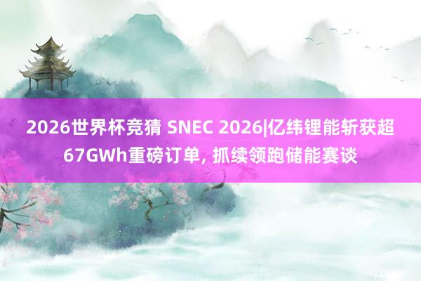 2026世界杯竞猜 SNEC 2026|亿纬锂能斩获超67GWh重磅订单， 抓续领跑储能赛谈