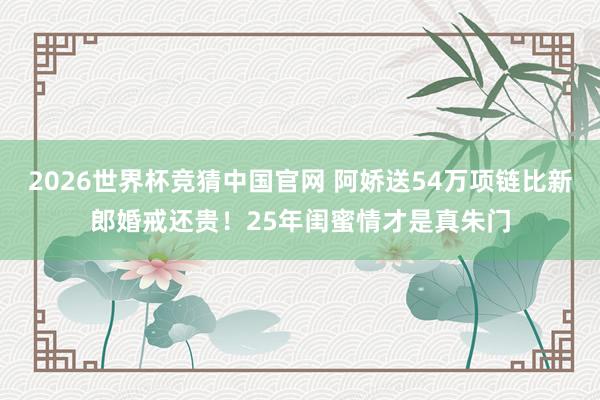 2026世界杯竞猜中国官网 阿娇送54万项链比新郎婚戒还贵！25年闺蜜情才是真朱门