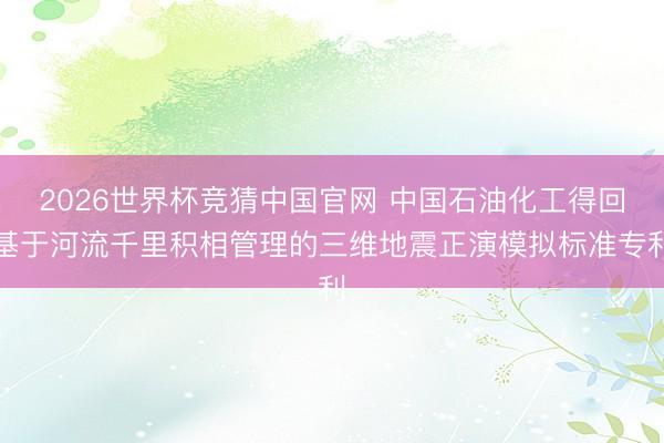 2026世界杯竞猜中国官网 中国石油化工得回基于河流千里积相管理的三维地震正演模拟标准专利