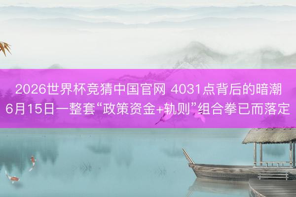 2026世界杯竞猜中国官网 4031点背后的暗潮6月15日一整套“政策资金+轨则”组合拳已而落定