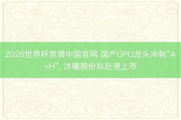 2026世界杯竞猜中国官网 国产GPU龙头冲刺“A+H”， 沐曦股份拟赴港上市