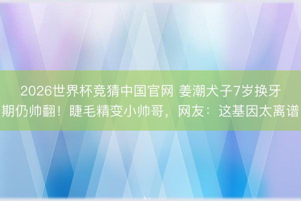 2026世界杯竞猜中国官网 姜潮犬子7岁换牙期仍帅翻！睫毛精变小帅哥，网友：这基因太离谱