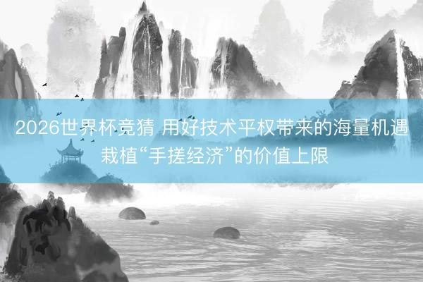 2026世界杯竞猜 用好技术平权带来的海量机遇 栽植“手搓经济”的价值上限