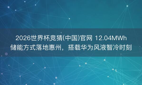 2026世界杯竞猜(中国)官网 12.04MWh储能方式落地惠州，搭载华为风液智冷时刻