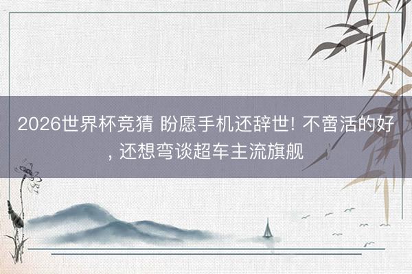 2026世界杯竞猜 盼愿手机还辞世! 不啻活的好， 还想弯谈超车主流旗舰