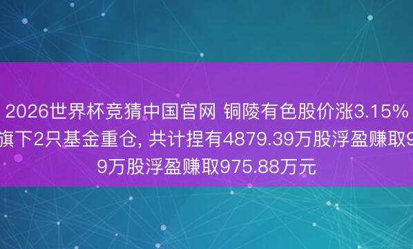 2026世界杯竞猜中国官网 铜陵有色股价涨3.15%, 天弘基金旗下2只基金重仓, 共计捏有4879.39万股浮盈赚取975.88万元